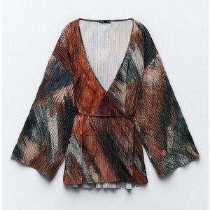 Zara Pleated Wrap Kimono Top